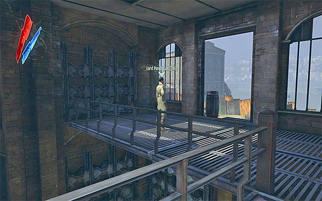 Po załatwieniu wszystkich spraw odnajdź Lorda Pendletona przebywającego na balkoniku na pierwszym piętrze budynku pubu - The Hound Pits Pub #6 | Misja 5 - Lady Boyles Last Party | Dishonored - Dishonored - poradnik do gry