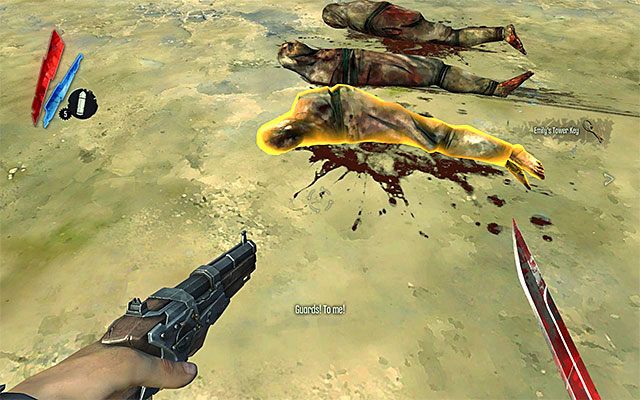 Jeżeli Callista została zamordowana, to musisz zbadać plac niedaleko doków (ten, który był lub nadal jest patrolowany przez dwóch przeciwników na szczudłach) - Dotarcie do miejsca użycia wyrzutni flar | Misja 8 - The Loyalists | Dishonored - Dishonored - poradnik do gry