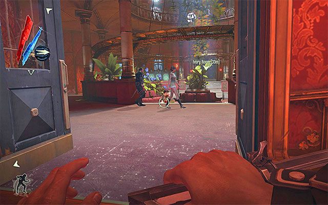 Docelowo powinieneś dotrzeć do głównego obszaru klubu (powyższy screen) - Zbadanie klubu Złoty Kot | Misja 3 - House of Pleasure | Dishonored - Dishonored - poradnik do gry