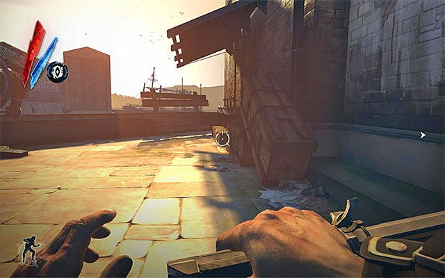 Drugi wariant zakłada dotarcie do niewielkiego placu zlokalizowanego na lewo od posterunku (powyższy screen) - Ominięcie pierwszego posterunku | Misja 4 - The Royal Physician | Dishonored - Dishonored - poradnik do gry