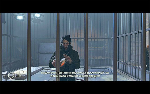 Powróć z brandy do Sokolova i przekaż mu je, dzięki czemu nakłonisz go do dobrowolnego podzielenia się posiadanymi informacjami - Przesłuchanie Sokolova | The Hound Pits Pub #5 | Dishonored - Dishonored - poradnik do gry