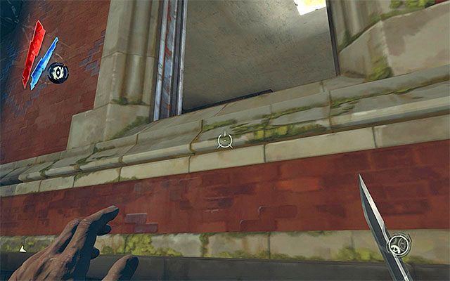 Przedostań się do górnego pomieszczenia budynku i wyjdź na balkonik - Przedostanie się na teren posiadłości Boyleów | Misja 5 - Lady Boyles Last Party - Dishonored - poradnik do gry