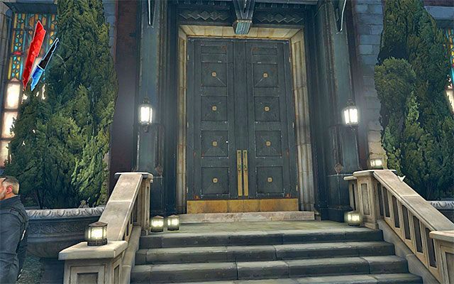 Możesz także skorzystać z drzwi prowadzących do sali balowej - Przedostanie się do wnętrza posiadłości Boyleów | Misja 5 - Lady Boyles Last Party - Dishonored - poradnik do gry