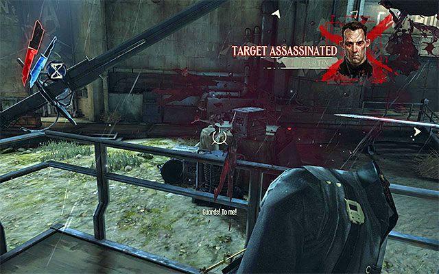 Jeżeli aktualny współczynnik chaosu znajduje się na wysokim poziomie, to na dziedzińcu oprócz zwykłych przeciwników spotkasz także jednego ze zdrajców, a mianowicie Nadzorcę Martina - Eksploracja fortu | Misja 9 - The Light at the End | Dishonored - Dishonored - poradnik do gry