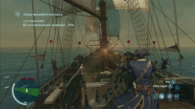 Jak rozpocznie się misja, otrzymasz zadanie zniszczenia czterech statków korsarzy - Druzgocący upadek | Zlecenia kaperskie w Assassins Creed 3 Remastered - Assassins Creed 3 - poradnik do gry