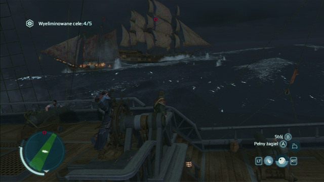 Gdy wypłyniesz na pełne morze, pojawi się jeszcze czterech przeciwników - Spotkanie w środku nocy; Olbrzym i sztorm | Zlecenia kaperskie - Assassins Creed 3 - poradnik do gry