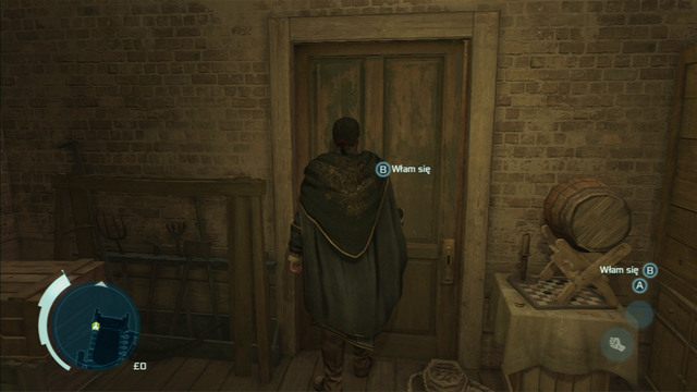 Z prawej strony znajdują się drzwi, które musisz otworzyć wytrychem - Sekwencja 1 - Zabójcze przedstawienie | Solucja Assassins Creed 3 - Assassins Creed 3 - poradnik do gry