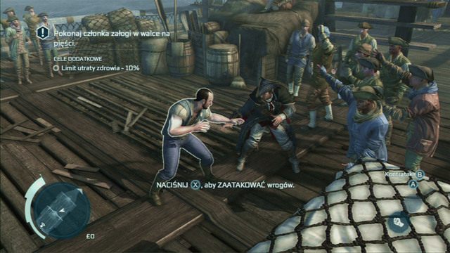 Po wykonaniu trzech udanych bloków, zaatakuj przeciwnika wciskając przycisk ataku - Sekwencja 1 - Podróż do nowego świata | Solucja Assassins Creed 3 - Assassins Creed 3 - poradnik do gry