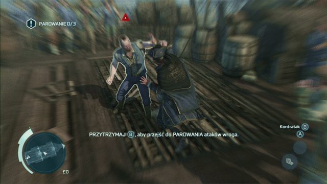 W walce z drugim napastnikiem ponownie skorzystaj z parowania, tylko tym razem wciskaj odpowiedni przycisk tuż przed otrzymaniem ciosu - Sekwencja 1 - Podróż do nowego świata | Solucja Assassins Creed 3 - Assassins Creed 3 - poradnik do gry