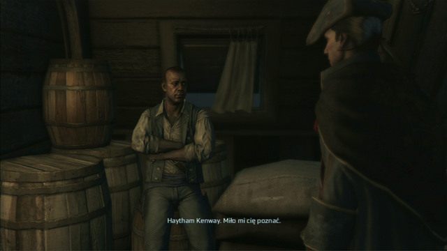 Po wysłuchania jednego z mężczyzn udaj się do niejakiego Jamesa - Sekwencja 1 - Podróż do nowego świata | Solucja Assassins Creed 3 - Assassins Creed 3 - poradnik do gry