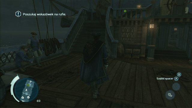 Gdy rozmowa dobiegnie końca, sprawdź co się dzieję na rufie, a następnie zejdź pod pokład - Sekwencja 1 - Podróż do nowego świata | Solucja Assassins Creed 3 - Assassins Creed 3 - poradnik do gry