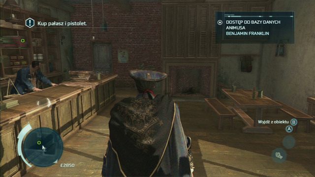 Proponuję zająć się tym później, a na razie wejdź do pobliskiego sklepu i kup miecz oraz pistolet - Sekwencja 2 - Witaj w Bostonie | Solucja Assassins Creed 3 - Assassins Creed 3 - poradnik do gry