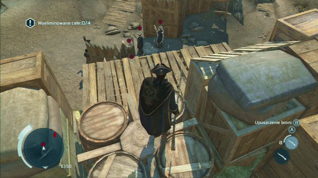 Po wyeliminowaniu pierwszego celu, wdrap się na ścianę przed tobą i zastrzel kolejnego wroga z lewej - Sekwencja 2 - Interesy Johnsona | Solucja Assassins Creed 3 - Assassins Creed 3 - poradnik do gry