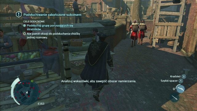 Twoim głównym celem powinni być więc żołnierze na lewo od kościoła, gdyż tylko oni się poruszają - Sekwencja 2 - Chirurg | Solucja Assassins Creed 3 - Assassins Creed 3 - poradnik do gry