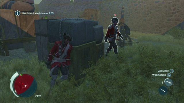 Przechadza się obok dyb, niedaleko kamiennego muru - Sekwencja 2 - Infiltracja południowej bramy | Solucja Assassins Creed 3 - Assassins Creed 3 - poradnik do gry