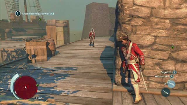 Jeśli będziesz dostatecznie szybki, zdążysz przed pojawieniem się tam kolejnego strażnika - Sekwencja 2 - Infiltracja południowej bramy | Solucja Assassins Creed 3 - Assassins Creed 3 - poradnik do gry