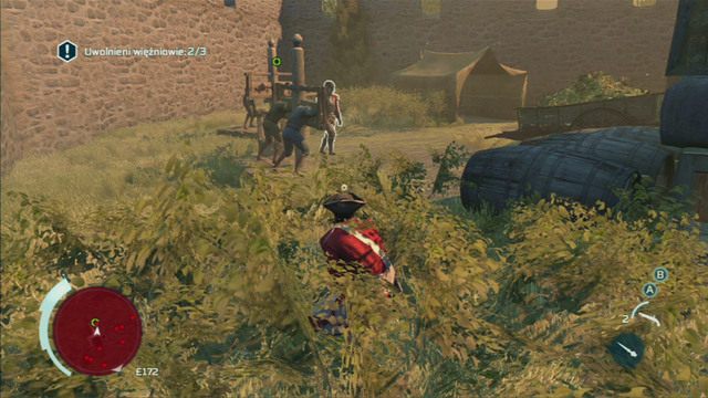 Ostatnich więźniów znajdziesz niedaleko pierwszej grupki - Sekwencja 2 - Infiltracja południowej bramy | Solucja Assassins Creed 3 - Assassins Creed 3 - poradnik do gry