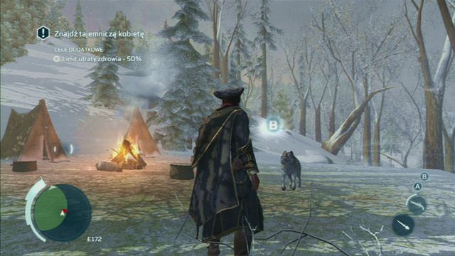 Biegnij za nią, aż do obozu, gdzie zostaniesz zaatakowany przez wilki - Sekwencja 3 - Bez przekonania | Solucja Assassins Creed 3 - Assassins Creed 3 - poradnik do gry
