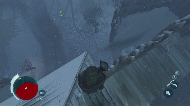 Musisz teraz wykonać daleki skok w prawo, do miejsca nieobserwowanego przez strażników - Sekwencja 3 - Egzekucja ponad wszystko | Solucja Assassins Creed 3 - Assassins Creed 3 - poradnik do gry