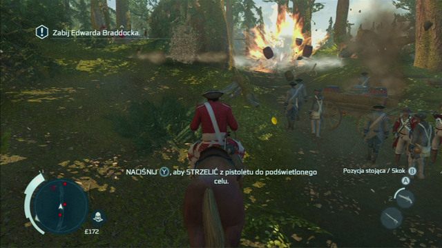 Po krótkiej animacji mężczyzna zacznie uciekać - Sekwencja 3 - Wyprawa Braddocka | Solucja Assassins Creed 3 - Assassins Creed 3 - poradnik do gry