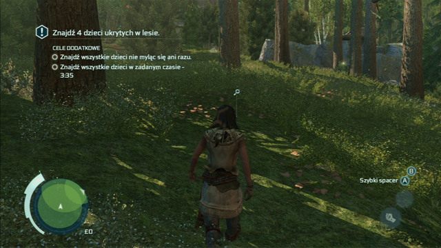 Na początku udaj się na środek kręgu po lewej i sprawdź pozostawione tam ślady - Sekwencja 4 - Zabawa w chowanego | Solucja Assassins Creed 3 - Assassins Creed 3 - poradnik do gry