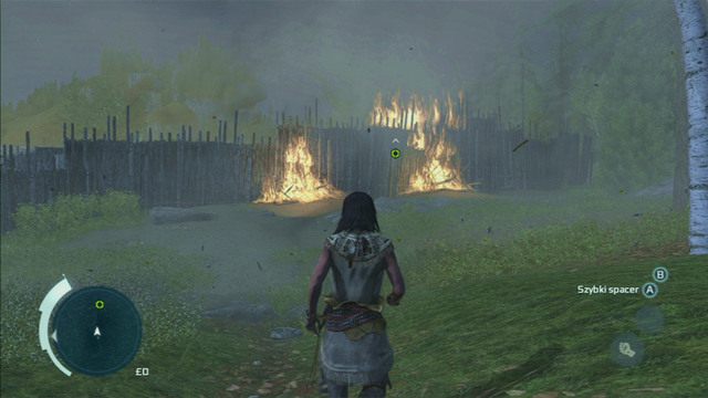 Gdy już się ukryjesz, rozpocznie się dłuższa animacja, po której musisz dostać się z powrotem do wioski - Sekwencja 4 - Zabawa w chowanego | Solucja Assassins Creed 3 - Assassins Creed 3 - poradnik do gry