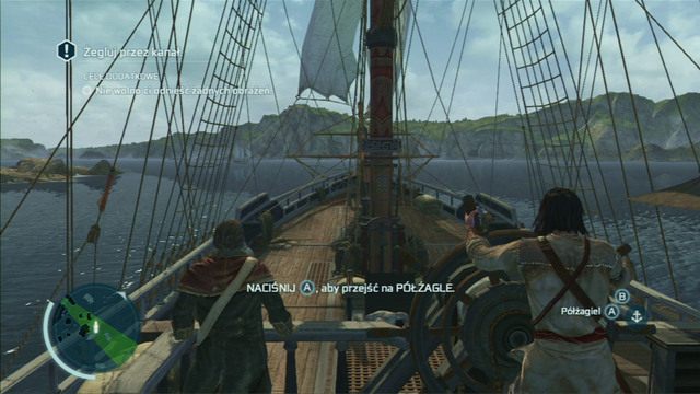 Na początku wciśnij przycisk skoku, by rozwinąć żagle do połowy - Sekwencja 5 - Nauka na błędach | Solucja Assassins Creed 3 - Assassins Creed 3 - poradnik do gry