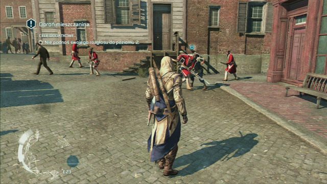 Podążaj na początku za mężczyzną, a następnie pomóż walczącemu mieszkańcowi - Sekwencja 6 - Na tropie Johnsona | Solucja Assassins Creed 3 - Assassins Creed 3 - poradnik do gry
