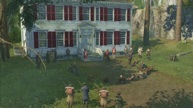 Gdy znajdziesz się obok dużego domu, rozpocznie się krótka animacja - Sekwencja 6 - Niebezpieczne negocjacje | Solucja Assassins Creed 3 - Assassins Creed 3 - poradnik do gry