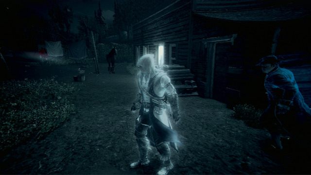 Gdy dojedziesz do wioski, zejdź z wierzchowca, poczekaj, aż Brytyjczycy pójdą kawałek dalej, a następnie użyj Wzroku Orła - Sekwencja 7 - Nocny rajd | Solucja Assassins Creed 3 - Assassins Creed 3 - poradnik do gry