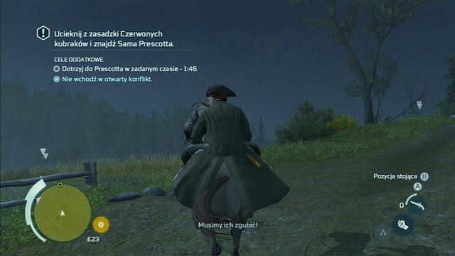 Musisz przed nimi uciekać, jadąc jak najszybciej do zaznaczonej na mapie zielonej strefy - Sekwencja 7 - Nocny rajd | Solucja Assassins Creed 3 - Assassins Creed 3 - poradnik do gry