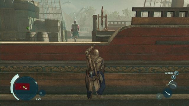 Na jej pokładzie znajduje się grenadier, którego wyróżnia charakterystyczna czapka - Sekwencja 7 - Konflikt narasta | Solucja Assassins Creed 3 - Assassins Creed 3 - poradnik do gry