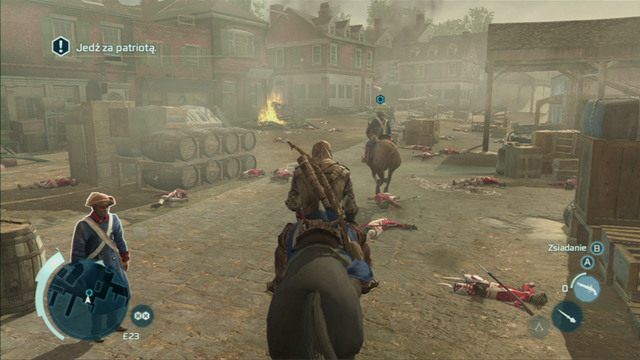 Aby rozpocząć zadanie, wsiądź na czekającego na brzegu konia i podążając za zwiadowcą, udaj się do obozu patriotów - Sekwencja 7 - Bitwa o Bunkier Hill | Solucja Assassins Creed 3 - Assassins Creed 3 - poradnik do gry