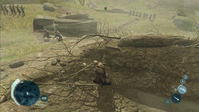 Na początku kieruj się cały czas w lewo - Sekwencja 7 - Bitwa o Bunkier Hill | Solucja Assassins Creed 3 - Assassins Creed 3 - poradnik do gry