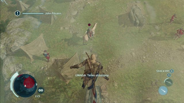 Poczekaj tam, aż strażnicy odejdą od Pitcairna, a następnie zabij dowódcę z powietrza - Sekwencja 7 - Bitwa o Bunkier Hill | Solucja Assassins Creed 3 - Assassins Creed 3 - poradnik do gry
