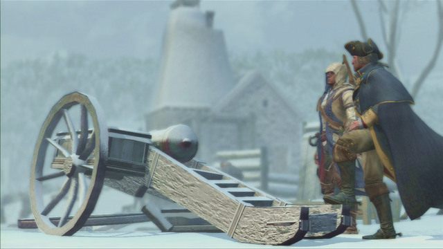 Po wcieleniu się w Connora jedź konno w zaznaczone na mapie miejsce i porozmawiaj z Waszyngtonem - Sekwencja 9 - Brakujące zapasy | Solucja Assassins Creed 3 - Assassins Creed 3 - poradnik do gry