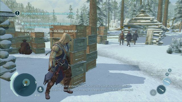 Trzeci czeka na ciebie w chatce, przy której zatrzyma się para śledzonych złodziejów - Sekwencja 9 - Brakujące zapasy | Solucja Assassins Creed 3 - Assassins Creed 3 - poradnik do gry
