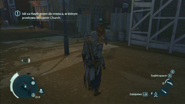 Na początku zadania podążaj za Haythamem do magazynów Churcha, biegnąc cały czas tuż za jego plecami - Sekwencja 9 - Ojciec i syn | Solucja Assassins Creed 3 - Assassins Creed 3 - poradnik do gry
