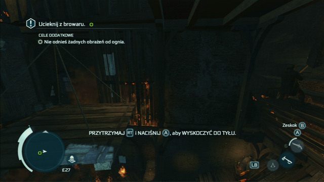 Stamtąd udaj się do kolejnych zerwanych schodów, a następnie wdrap na płonącą ścianę - Sekwencja 9 - Piana i płomienie | Solucja Assassins Creed 3 - Assassins Creed 3 - poradnik do gry