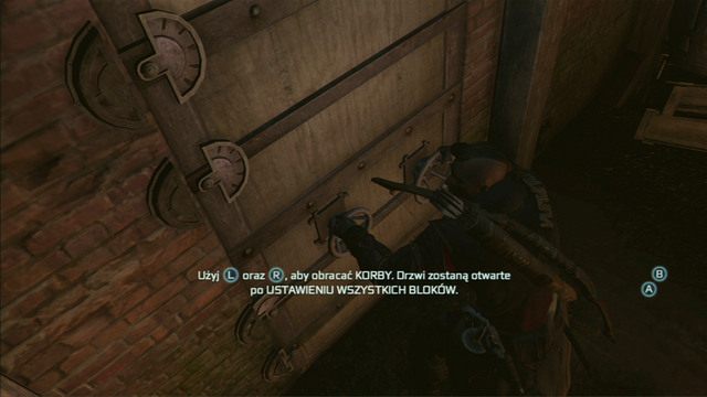 W celu otwarcia wrót rusz lewą gałką analogową dwukrotnie w lewo, potem prawą w prawo, a następnie jeszcze raz lewą trzykrotnie w lewo - Nowy Jork | Mapa kanałów w Nowym Jorku | Assassins Creed 3 - Assassins Creed 3 - poradnik do gry