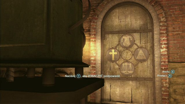 Ustaw soczewki w następującym porządku: oko na górze, waga po prawej, błazen na dole i krzyż po lewej - Nowy Jork | Mapa kanałów w Nowym Jorku | Assassins Creed 3 - Assassins Creed 3 - poradnik do gry