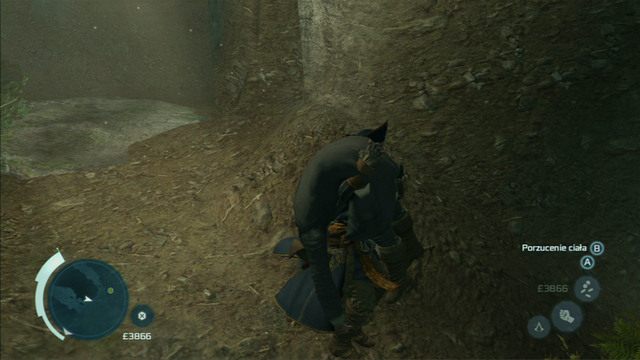 Gdy dotrzesz na jej koniec, wróć się kawałek, podnieś zaznaczone zwłoki i zanieś je we wskazane miejsce - Towarzystwo łowieckie | Zadania klubów w Assassins Creed 3 - Assassins Creed 3 - poradnik do gry