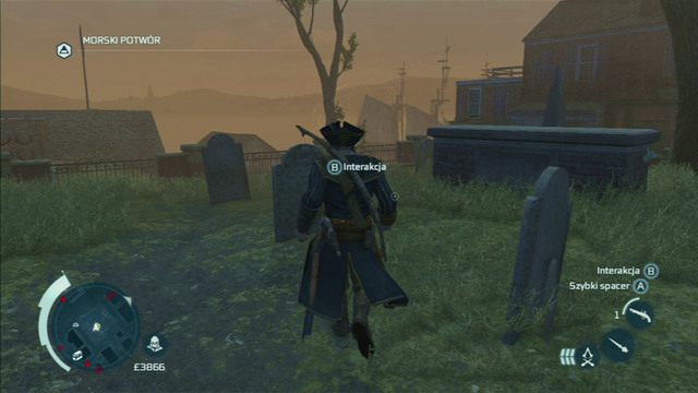 Ostatecznie trafisz na cmentarz, gdzie musisz spotkać się z wdową po zmarłym mężczyźnie - Ludzie z pogranicza | Zadania klubów w Assassins Creed 3 - Assassins Creed 3 - poradnik do gry
