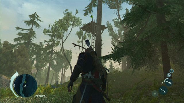 Gdy bestie zginą, wejdź na zaznaczoną ambonę, a następnie przeskakując między gałęziami pobiegnij w kierunku atakowanej dziewczyny - Zadania Myriam w Assassins Creed 3 Remastered - Assassins Creed 3 - poradnik do gry