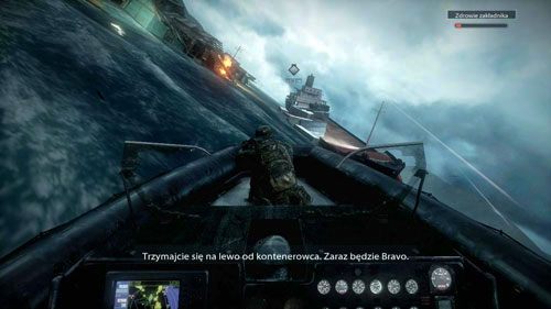 Uważając, aby nie wpłynąć wprost na którąś z rakiet wrogów, zacznij skręcać lekko w lewo - 06 - Prąd strugowy - Kampania - Medal of Honor: Warfighter - poradnik do gry