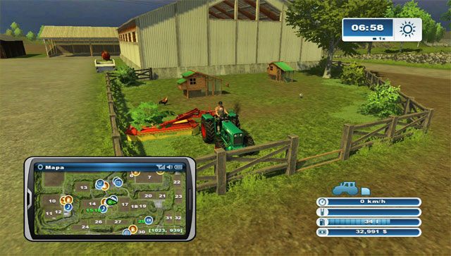 Abyś lepiej widział gdzie leżą jajka możesz wjechać w zagrodę kosiarką (w późniejszy etapie z pewnością będziesz ją posiadać) i wykosić całą trawę, jednak po pewnym czasie ona odrośnie - Hodowla kur | Hodowla zwierząt w Farming Simulator 2013 - Farming Simulator 2013 - poradnik do gry