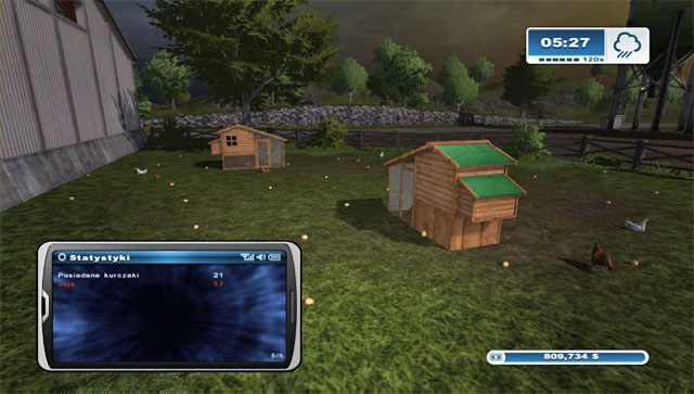 Im więcej kur tym więcej jajek. Gdy w statystykach liczba dostępnych jajek będzie oznaczona na czerwono musisz pojawić się na wybiegu i je pozbierać. - Hodowla kur | Hodowla zwierząt w Farming Simulator 2013 - Farming Simulator 2013 - poradnik do gry