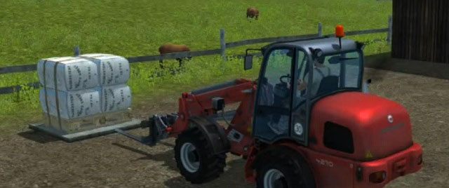 Do przenoszenia palet z wełną wykorzystuje się ładowacz czołowy. - Hodowla owiec | Hodowla zwierząt w Farming Simulator 2013 - Farming Simulator 2013 - poradnik do gry