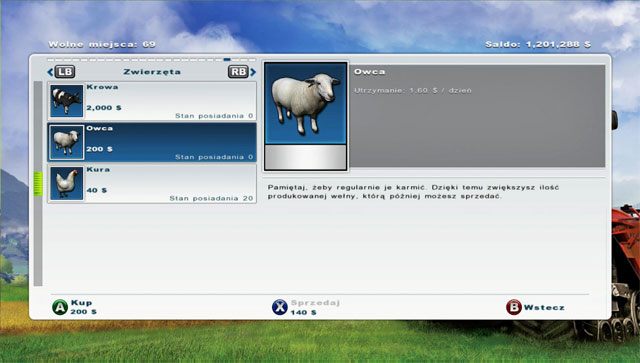 Zwierzęta, tak jak pojazdy i urządzenia, kupujesz w sklepie. - Hodowla owiec | Hodowla zwierząt w Farming Simulator 2013 - Farming Simulator 2013 - poradnik do gry