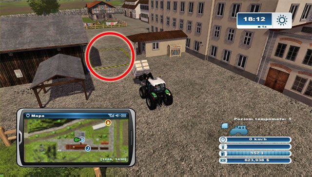 Aby sprzedać palety wystarczy tylko najechać po zaznaczony punkt - palety znikną, a na konto trafią pieniądze za nie - Hodowla owiec | Hodowla zwierząt w Farming Simulator 2013 - Farming Simulator 2013 - poradnik do gry